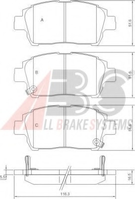 set placute frana,frana disc 37134 OE A.B.S. - Set placute frana