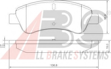 set placute frana,frana disc 37272 OE A.B.S. - Frana disc