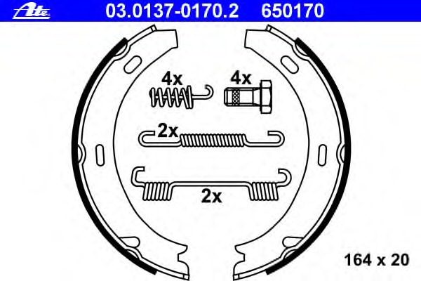 Set saboti frana, frana de mana 03.0137-0170.2 ATE - Frana tambur Set saboti frana, frana de mana 03.0137-0170.2 ATE - Frana tambur