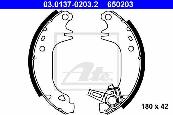 Set saboti frana 03.0137-0203.2 ATE - Material frictiune sabot frana/ sabot frana Set saboti frana 03.0137-0203.2 ATE - Material frictiune sabot frana/ sabot frana