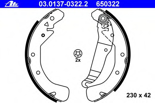 Set saboti frana 03.0137-0322.2 ATE - Frana tambur Set saboti frana 03.0137-0322.2 ATE - Frana tambur