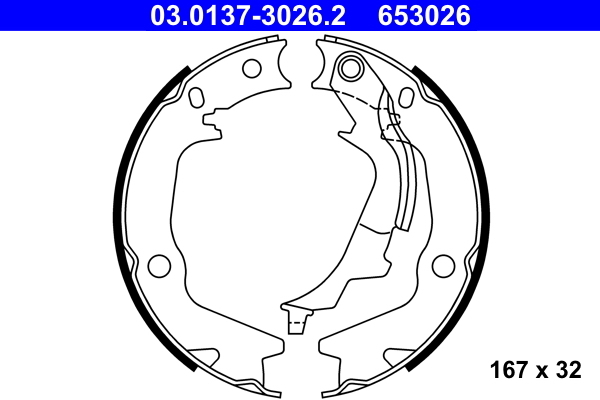 Set saboti frana, frana de mana 03.0137-3026.2 ATE - Frana de mana Set saboti frana, frana de mana 03.0137-3026.2 ATE - Frana de mana