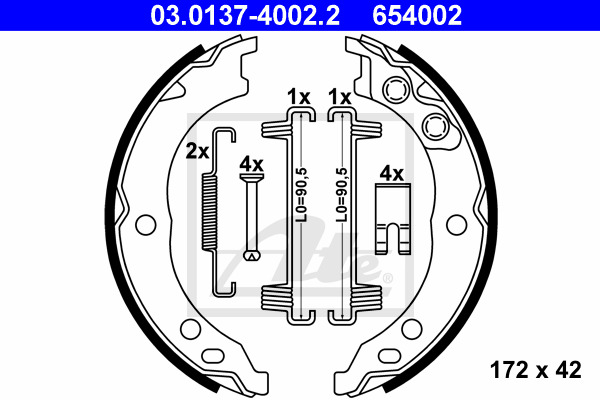 Set saboti frana, frana de mana 03.0137-4002.2 ATE - Frana de mana Set saboti frana, frana de mana 03.0137-4002.2 ATE - Frana de mana