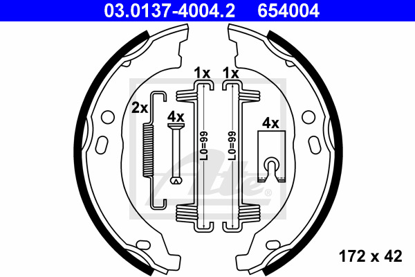 Set saboti frana, frana de mana 03.0137-4004.2 ATE - Frana de mana Set saboti frana, frana de mana 03.0137-4004.2 ATE - Frana de mana