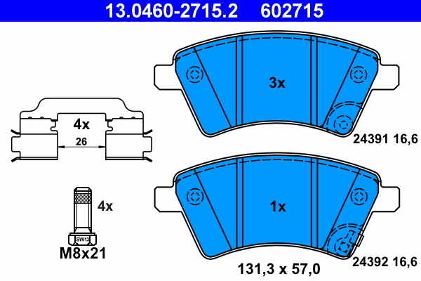 set placute frana,frana disc 13.0460-2715.2 ATE - Frana disc