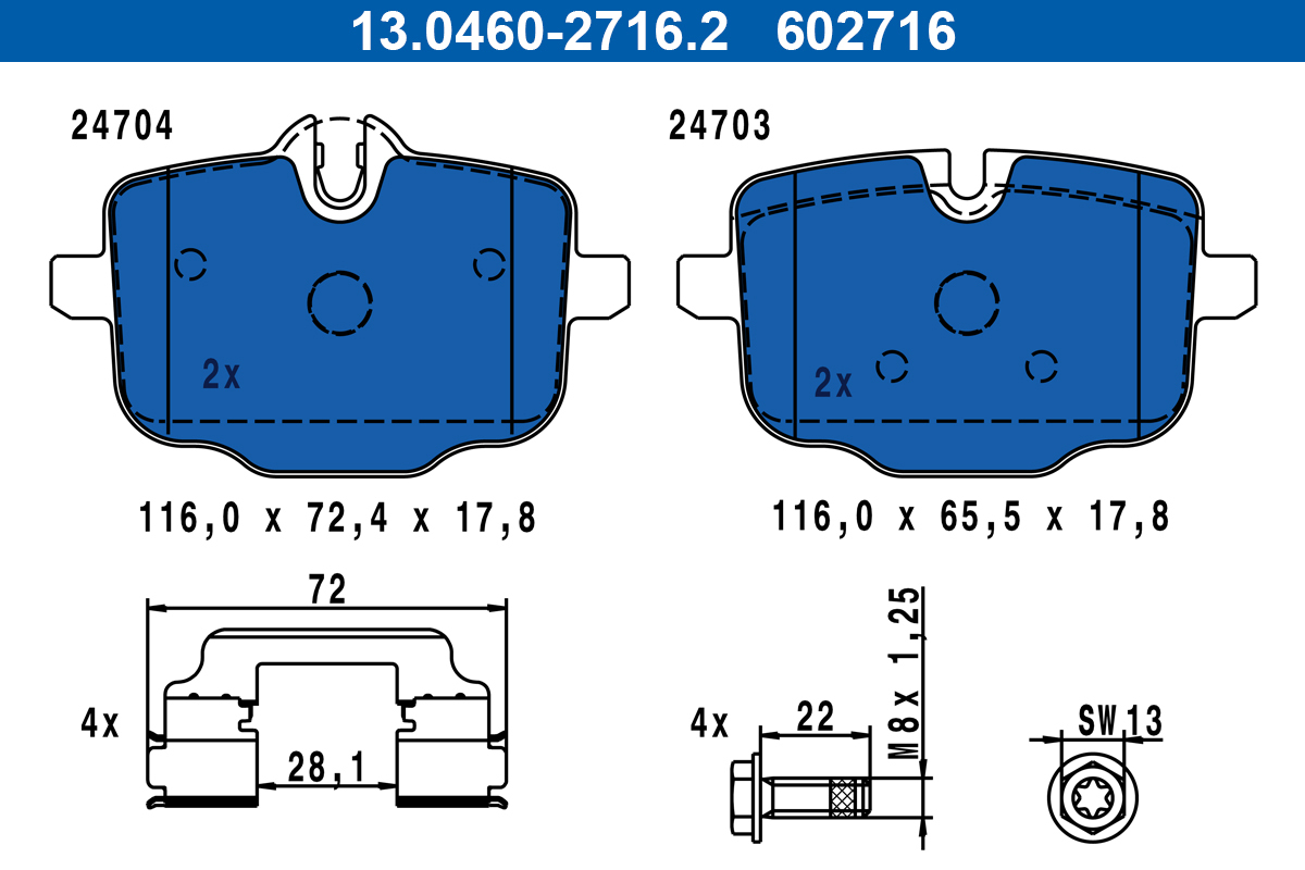 set placute frana,frana disc 13.0460-2716.2 ATE - Frana disc set placute frana,frana disc 13.0460-2716.2 ATE - Frana disc