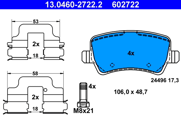 set placute frana,frana disc 13.0460-2722.2 ATE - Frana disc set placute frana,frana disc 13.0460-2722.2 ATE - Frana disc