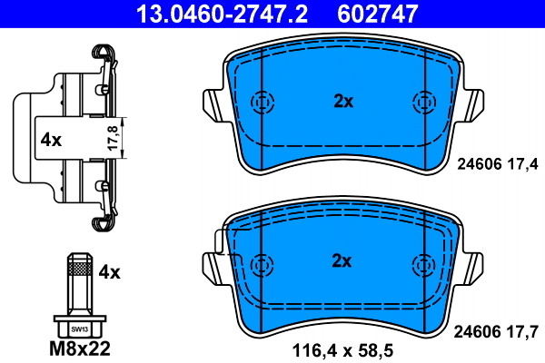 set placute frana,frana disc 13.0460-2747.2 ATE - Frana disc