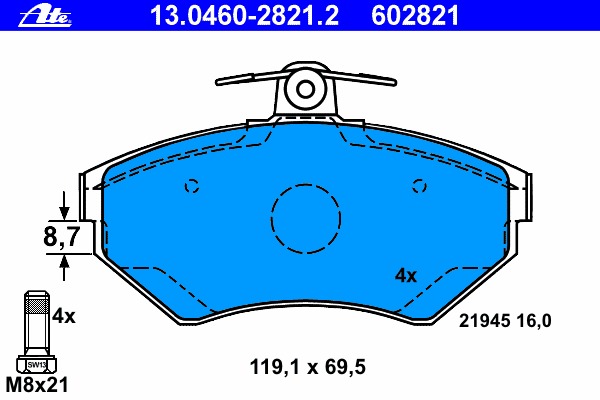 set placute frana,frana disc 13.0460-2821.2 ATE - Set placute frana set placute frana,frana disc 13.0460-2821.2 ATE - Set placute frana