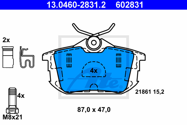 set placute frana,frana disc 13.0460-2831.2 ATE - Set placute frana set placute frana,frana disc 13.0460-2831.2 ATE - Set placute frana