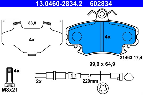 set placute frana,frana disc 13.0460-2834.2 ATE - Frana disc