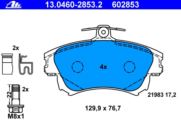 set placute frana,frana disc 13.0460-2853.2 ATE - Set placute frana set placute frana,frana disc 13.0460-2853.2 ATE - Set placute frana