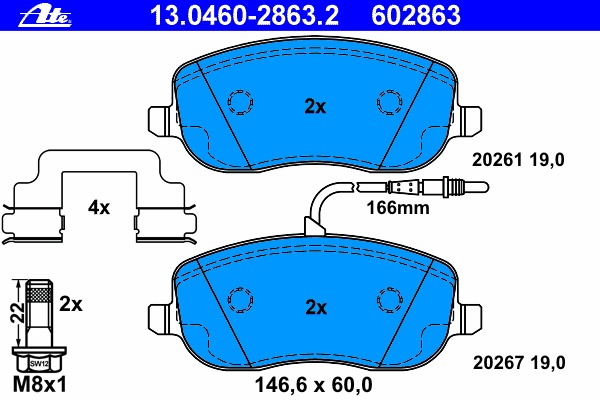 set placute frana,frana disc 13.0460-2863.2 ATE - Set placute frana set placute frana,frana disc 13.0460-2863.2 ATE - Set placute frana
