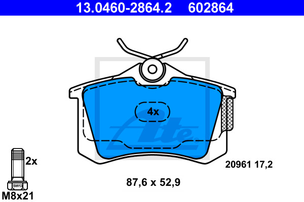 set placute frana,frana disc 13.0460-2864.2 ATE - Set placute frana set placute frana,frana disc 13.0460-2864.2 ATE - Set placute frana