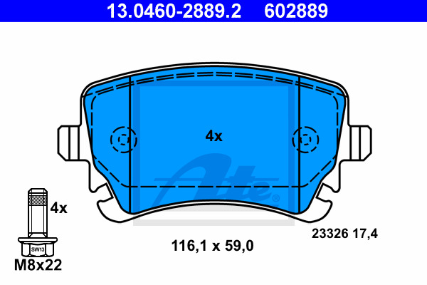 set placute frana,frana disc 13.0460-2889.2 ATE - Frana disc