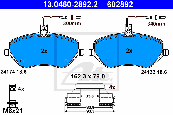 set placute frana,frana disc 13.0460-2892.2 ATE - Set placute frana set placute frana,frana disc 13.0460-2892.2 ATE - Set placute frana