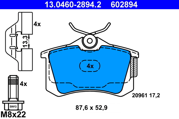 set placute frana,frana disc 13.0460-2894.2 ATE - Frana disc set placute frana,frana disc 13.0460-2894.2 ATE - Frana disc