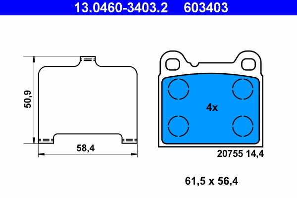 set placute frana,frana disc 13.0460-3403.2 ATE - Frana disc set placute frana,frana disc 13.0460-3403.2 ATE - Frana disc