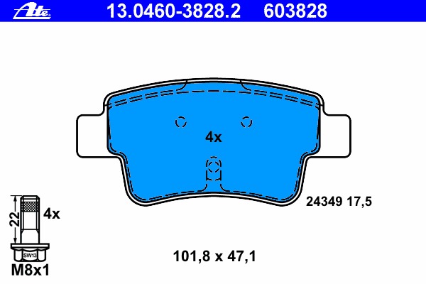 set placute frana,frana disc 13.0460-3828.2 ATE - Set placute frana set placute frana,frana disc 13.0460-3828.2 ATE - Set placute frana
