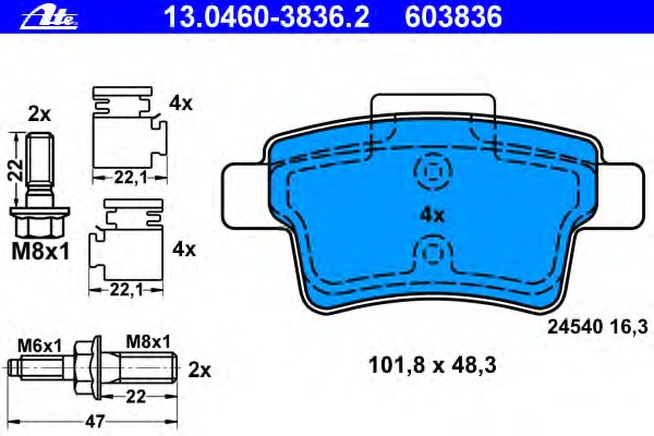 set placute frana,frana disc 13.0460-3836.2 ATE - Frana disc set placute frana,frana disc 13.0460-3836.2 ATE - Frana disc