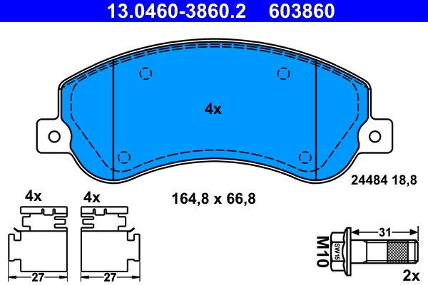 set placute frana,frana disc 13.0460-3860.2 ATE - Frana disc