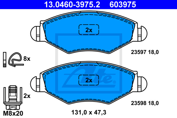 set placute frana,frana disc 13.0460-3975.2 ATE - Frana disc set placute frana,frana disc 13.0460-3975.2 ATE - Frana disc