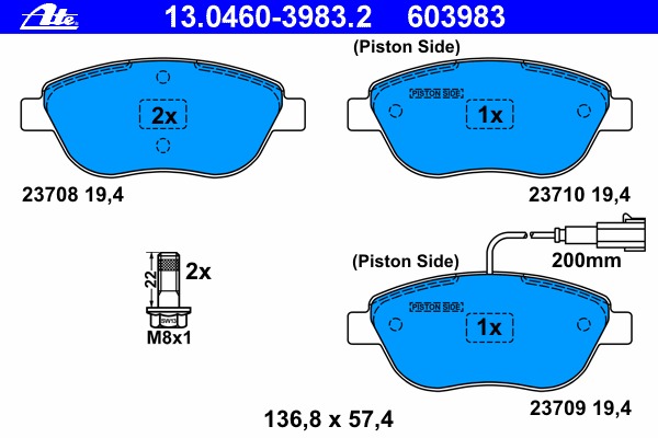 set placute frana,frana disc 13.0460-3983.2 ATE - Frana disc
