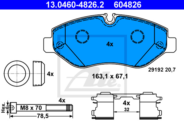 set placute frana,frana disc 13.0460-4826.2 ATE - Frana disc set placute frana,frana disc 13.0460-4826.2 ATE - Frana disc