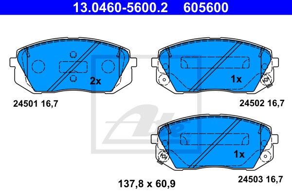 set placute frana,frana disc 13.0460-5600.2 ATE - Frana disc set placute frana,frana disc 13.0460-5600.2 ATE - Frana disc