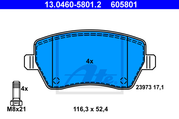 set placute frana,frana disc 13.0460-5801.2 ATE - Frana disc set placute frana,frana disc 13.0460-5801.2 ATE - Frana disc