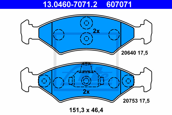 set placute frana,frana disc 13.0460-7071.2 ATE - Set placute frana set placute frana,frana disc 13.0460-7071.2 ATE - Set placute frana
