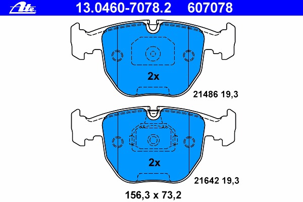 set placute frana,frana disc 13.0460-7078.2 ATE - Frana disc