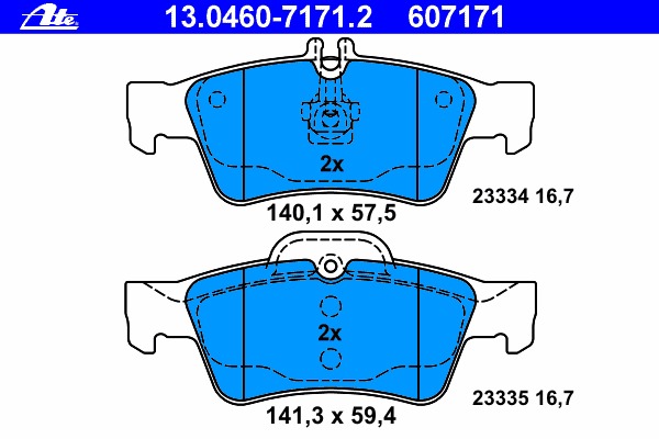 set placute frana,frana disc 13.0460-7171.2 ATE - Frana disc set placute frana,frana disc 13.0460-7171.2 ATE - Frana disc