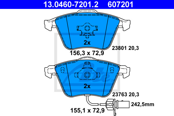 set placute frana,frana disc 13.0460-7201.2 ATE - Frana disc