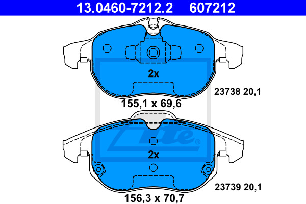 set placute frana,frana disc 13.0460-7212.2 ATE - Frana disc set placute frana,frana disc 13.0460-7212.2 ATE - Frana disc