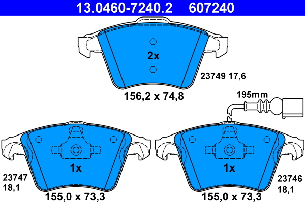 set placute frana,frana disc 13.0460-7240.2 ATE - Frana disc set placute frana,frana disc 13.0460-7240.2 ATE - Frana disc