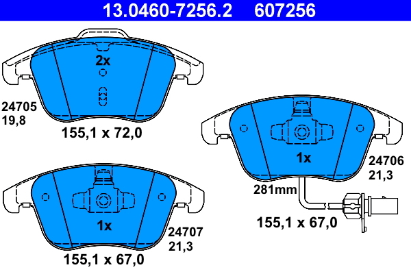 set placute frana,frana disc 13.0460-7256.2 ATE - Frana disc
