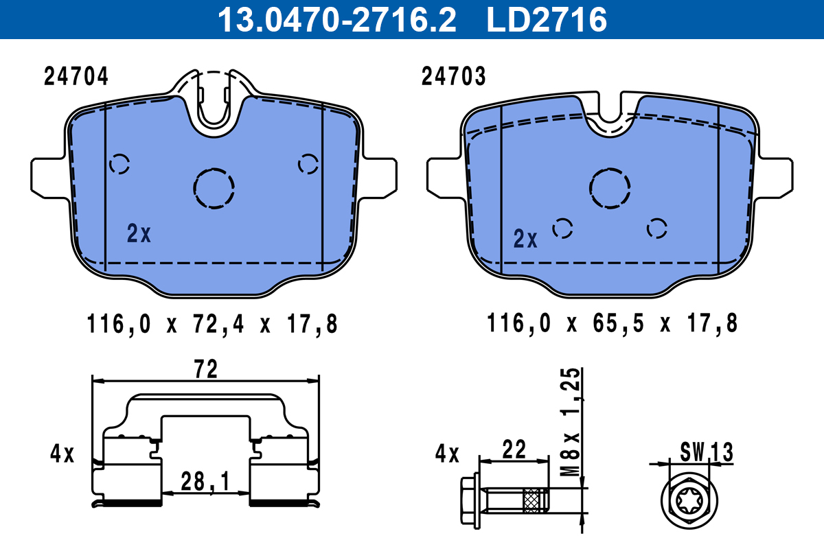 set placute frana,frana disc 13.0470-2716.2 ATE - Frana disc set placute frana,frana disc 13.0470-2716.2 ATE - Frana disc