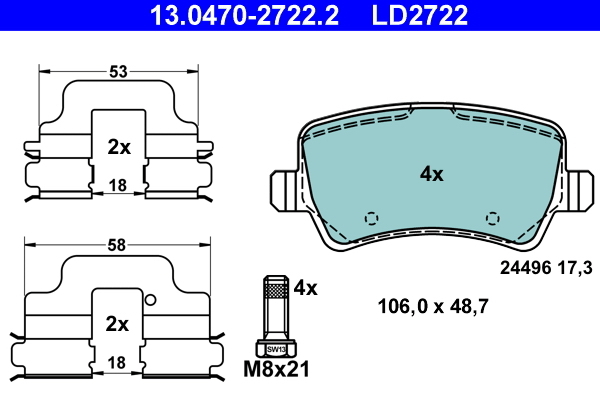 set placute frana,frana disc 13.0470-2722.2 ATE - Frana disc set placute frana,frana disc 13.0470-2722.2 ATE - Frana disc