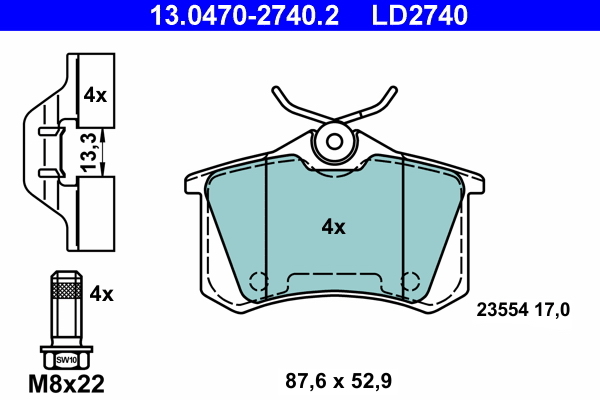 set placute frana,frana disc 13.0470-2740.2 ATE - Frana disc set placute frana,frana disc 13.0470-2740.2 ATE - Frana disc