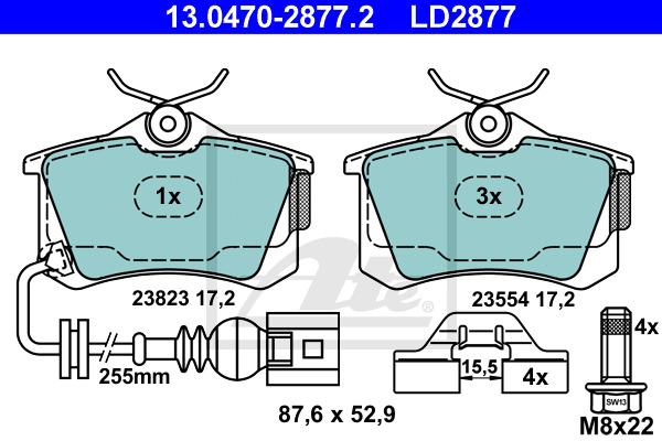 set placute frana,frana disc 13.0470-2877.2 ATE - Set placute frana set placute frana,frana disc 13.0470-2877.2 ATE - Set placute frana