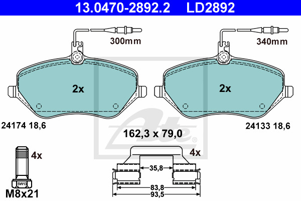 set placute frana,frana disc 13.0470-2892.2 ATE - Set placute frana set placute frana,frana disc 13.0470-2892.2 ATE - Set placute frana