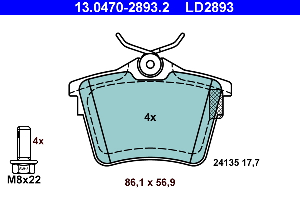 set placute frana,frana disc 13.0470-2893.2 ATE - Frana disc set placute frana,frana disc 13.0470-2893.2 ATE - Frana disc