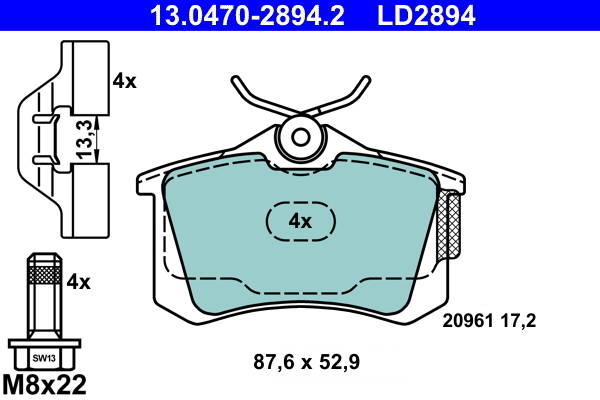 set placute frana,frana disc 13.0470-2894.2 ATE - Frana disc set placute frana,frana disc 13.0470-2894.2 ATE - Frana disc
