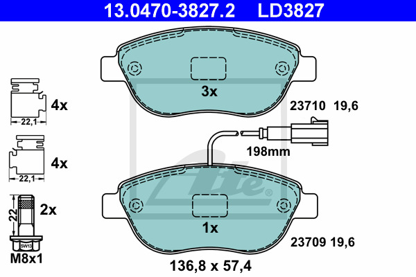 set placute frana,frana disc 13.0470-3827.2 ATE - Set placute frana set placute frana,frana disc 13.0470-3827.2 ATE - Set placute frana