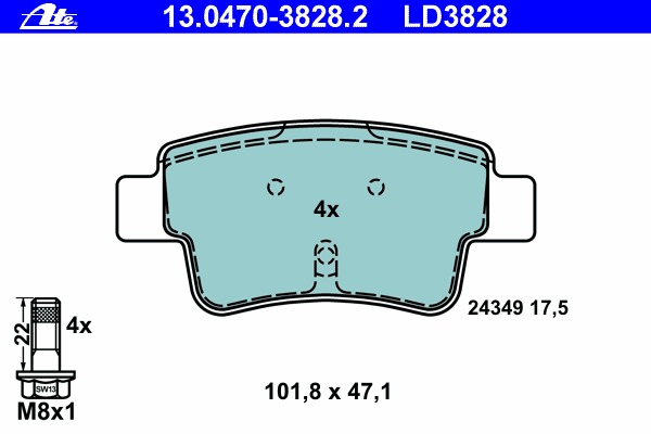 set placute frana,frana disc 13.0470-3828.2 ATE - Set placute frana set placute frana,frana disc 13.0470-3828.2 ATE - Set placute frana