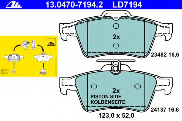 set placute frana,frana disc 13.0470-7194.2 ATE - Frana disc set placute frana,frana disc 13.0470-7194.2 ATE - Frana disc