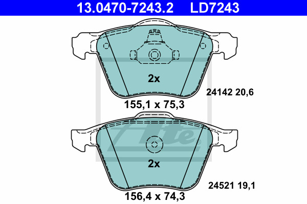 set placute frana,frana disc 13.0470-7243.2 ATE - Frana disc set placute frana,frana disc 13.0470-7243.2 ATE - Frana disc