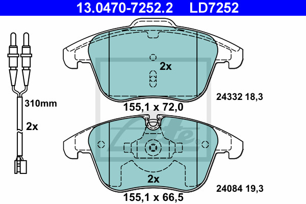 set placute frana,frana disc 13.0470-7252.2 ATE - Frana disc set placute frana,frana disc 13.0470-7252.2 ATE - Frana disc