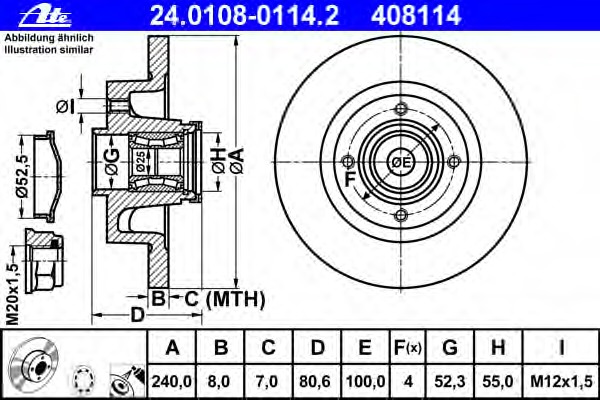 Disc frana 24.0108-0114.2 ATE - Disc frana Disc frana 24.0108-0114.2 ATE - Disc frana